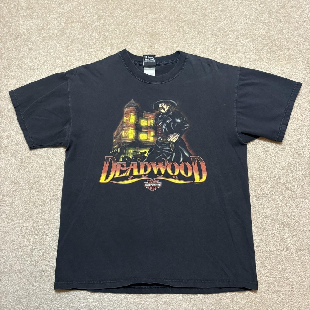 Vtg Harley-Davidson Shirt Mens Large‎ Black Deadwood Black Hills Rally 2006 SD - Picture 2 of 10